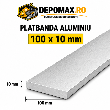 Platbanda aluminiu 100 x 10 mm, 6 metri (EN-AW 6060)